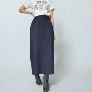 Lauren Ralph Lauren Maxi Skirt Wool Navy Office Career Professional Wmn 10